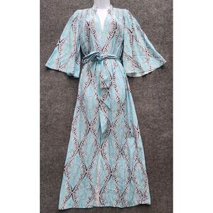 NWT Figue Avery Kaftan Maxi Dress Belted Boho Resort Geometric Viscose XS